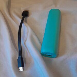 ONN Charger Portable Charging Bank Aqua Teal 3350 mAh USBA & USB Micro B Ports